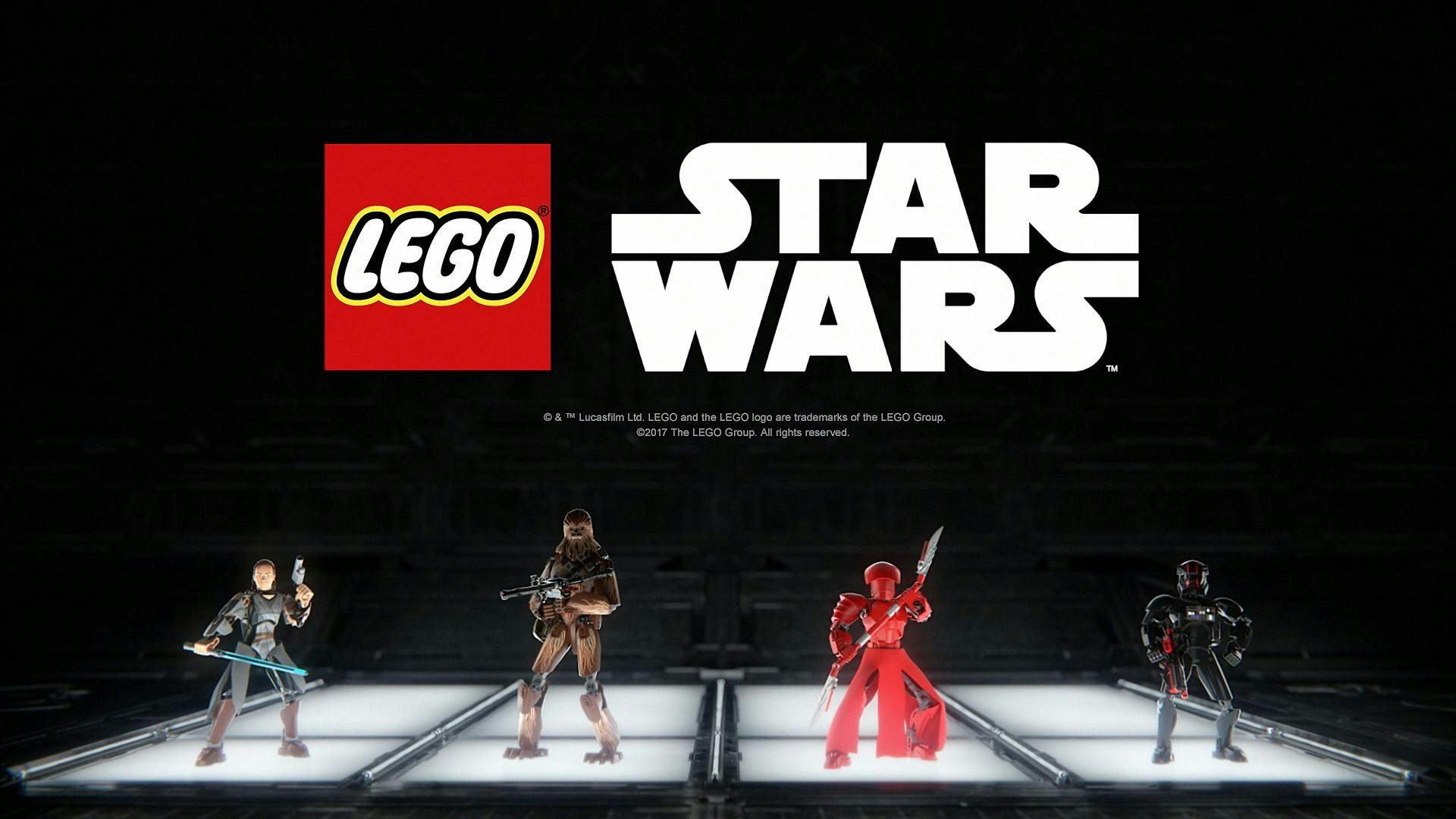 Packshot av alla karaktärer i Star Wars Lego-byggbara figurer