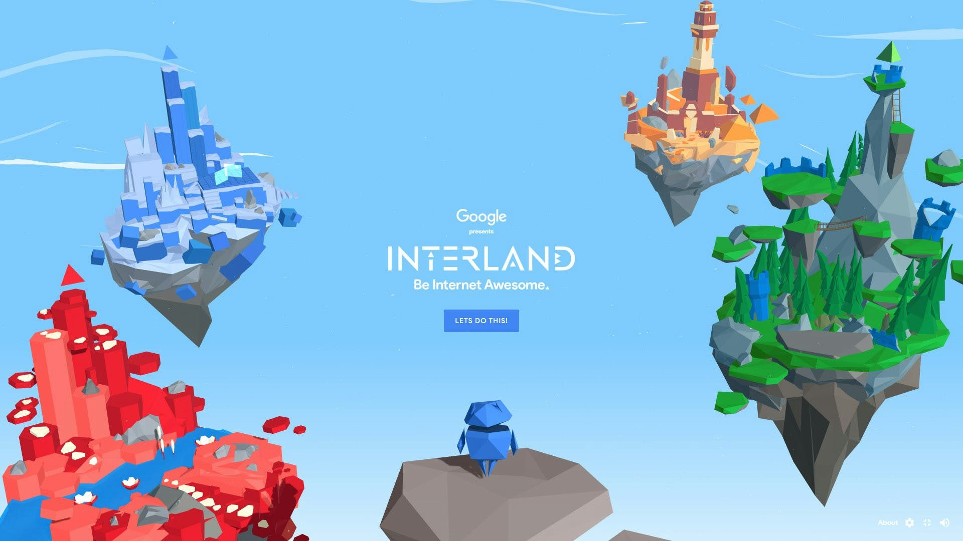  Google Interlands startskärm med lekfull miljö